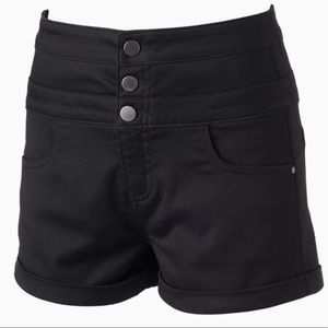 High-Waisted Stretchy Black Denim Shorts